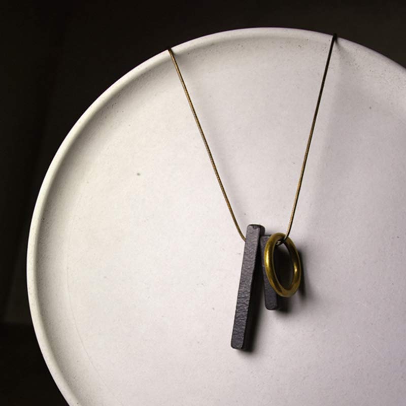 Ebony Wood Zen Circle Necklace for Enlightenment & Calm