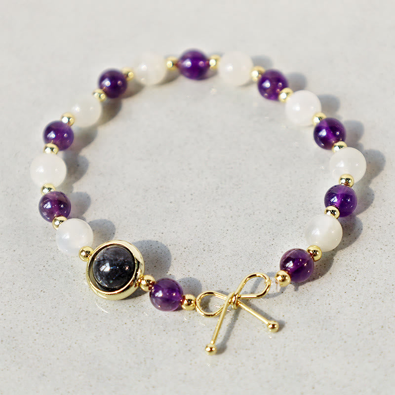 Amethyst Katzenauge Spirituelles Heilungsperlenarmband