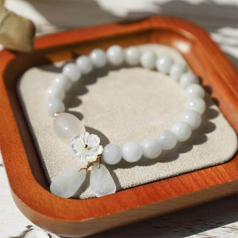Weißes Jade-Glücks- und Schutzarmband, 7,5 mm Perlen