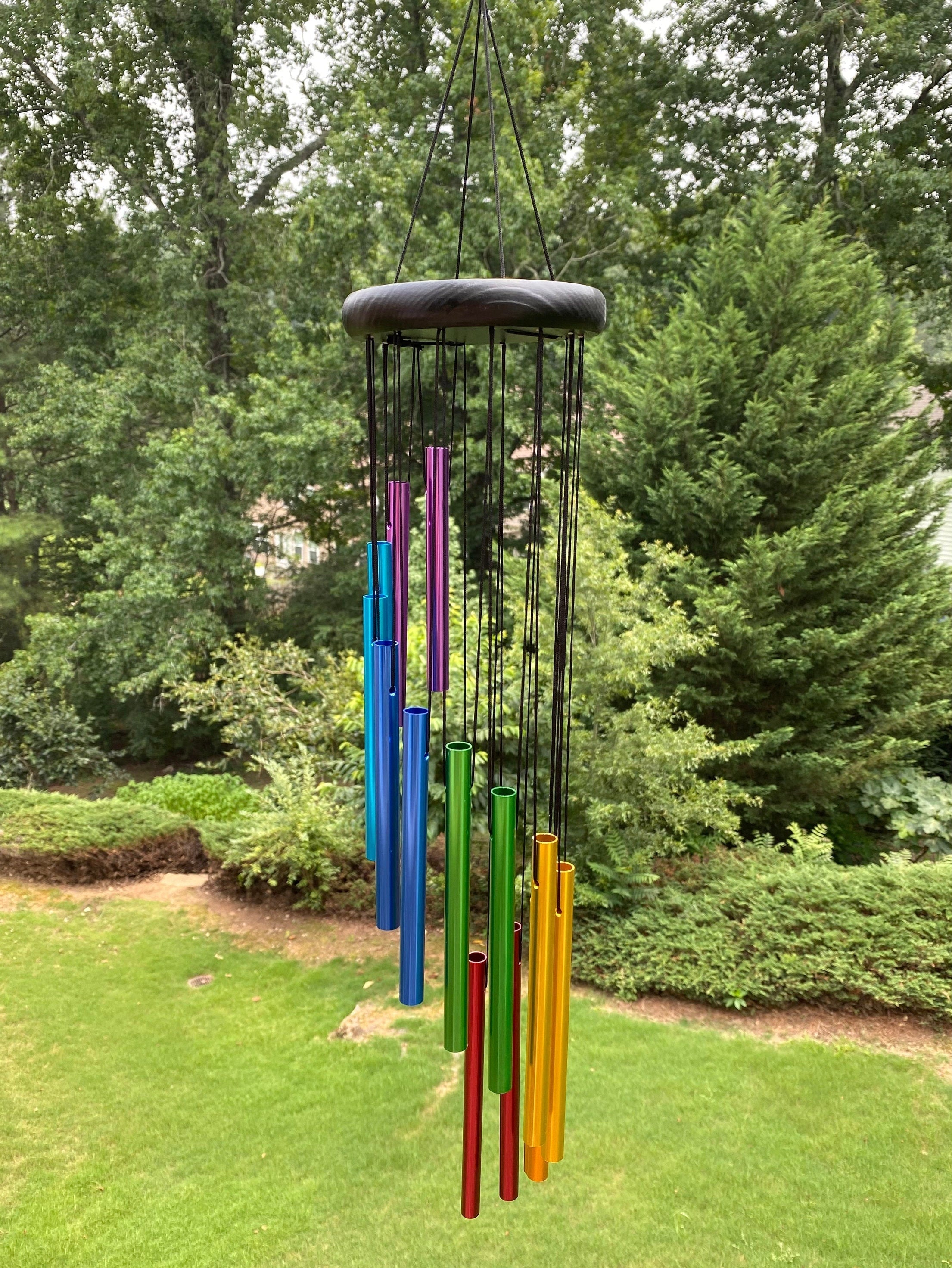 Colorful 28’’ Handmade Rainbow Metal Wind Chimes with vibrant tubes for outdoors