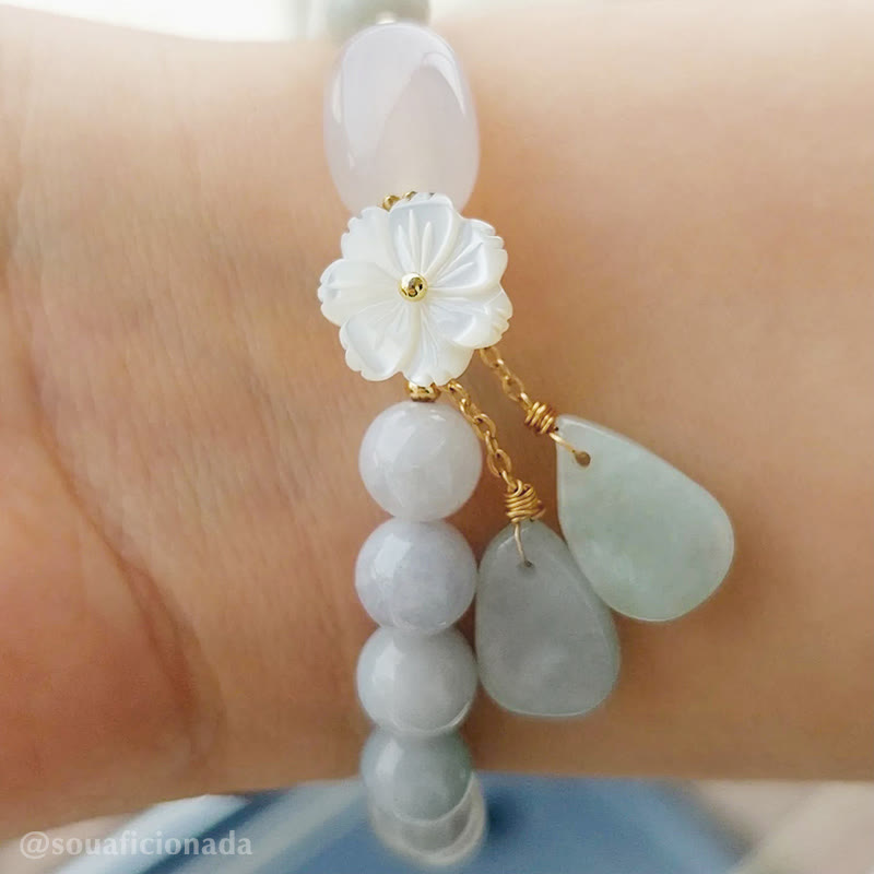 Weißes Jade-Glücks- und Schutzarmband, 7,5 mm Perlen