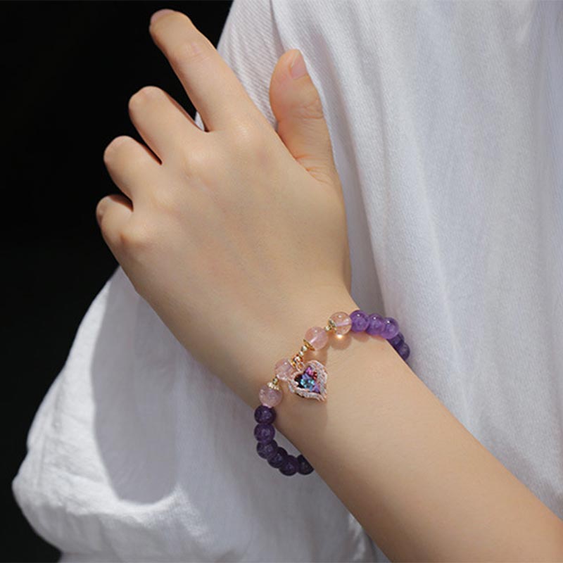 8 mm Amethyst-Erdbeerquarz-Heilarmband