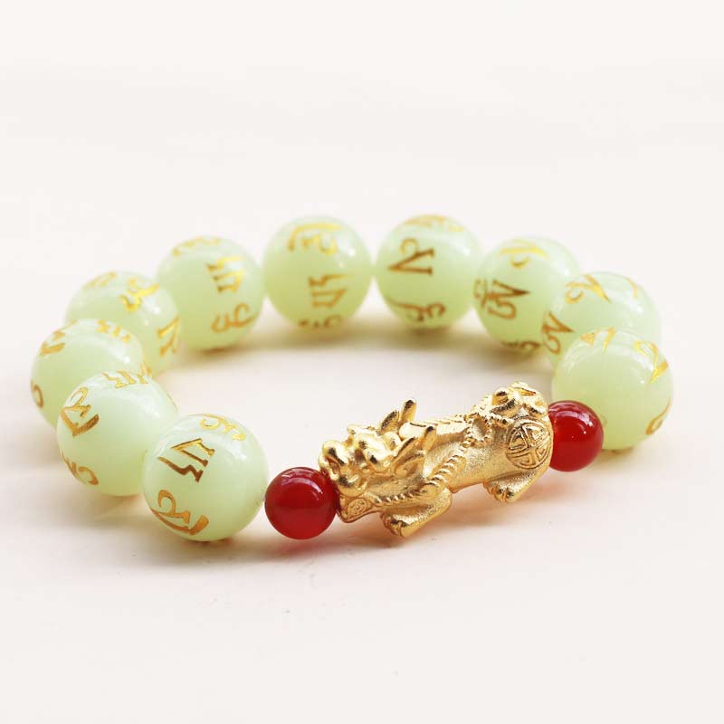 Unisex 16 mm Pixiu Glowstone Reichtumsarmband für Glück