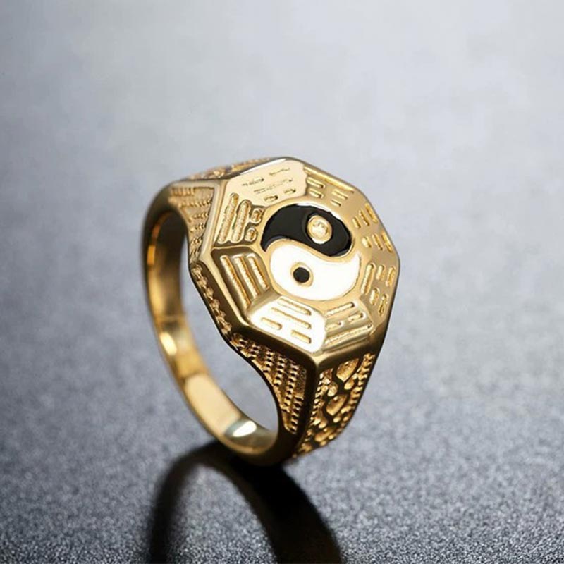 Unisex Kupfer Yin Yang Glücksring für Balance & Harmonie