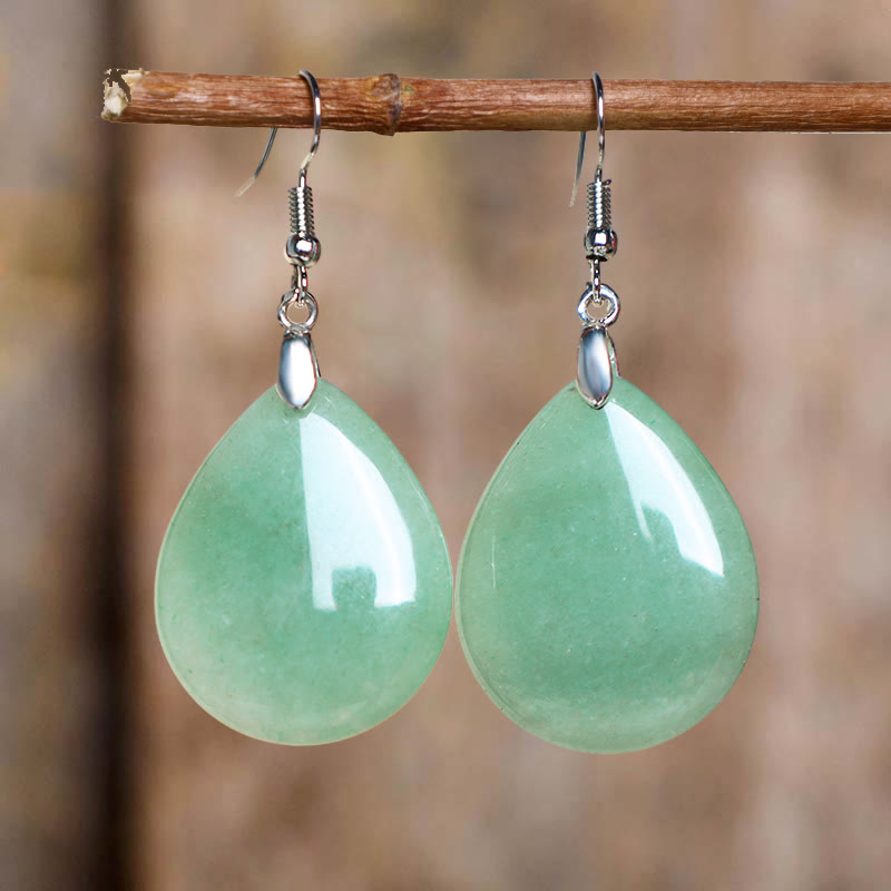 Green Aventurine Healing Drop Earrings with Pink Crystal & Tiger Eye