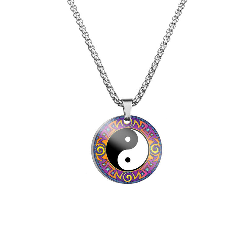 Titanstahl Yin Yang Koi Fisch Harmonie Halskette