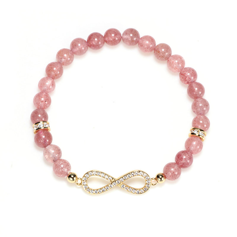 7 mm natürliches Erdbeerquarz-Positivitäts-Spirituelles Armband