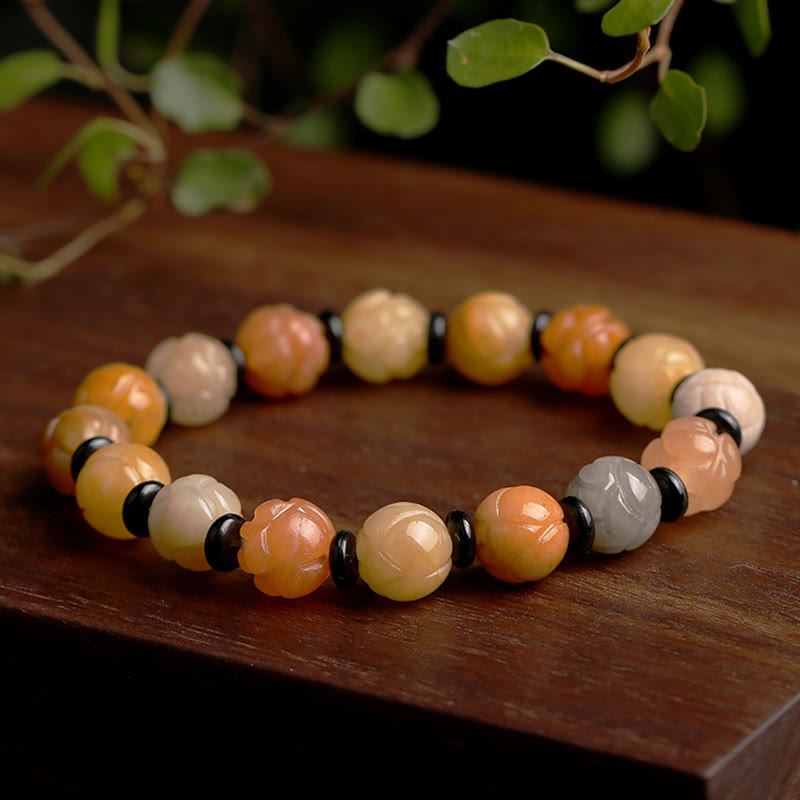 10 mm goldenes Seiden-Jade-Lotus-Armband für Reichtum und Glück
