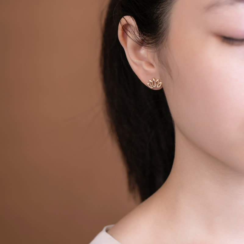 Silver Lotus Flower Blessing Earrings 18mm | Healing Sounds