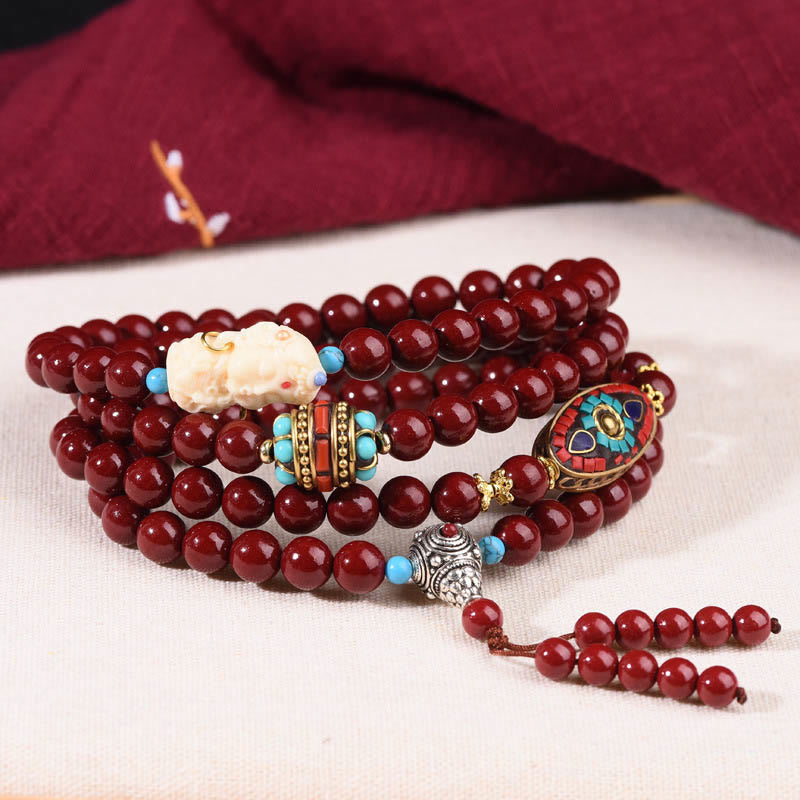 8mm Zinnober Bodhisattva Tara Ruhe Armband Mala