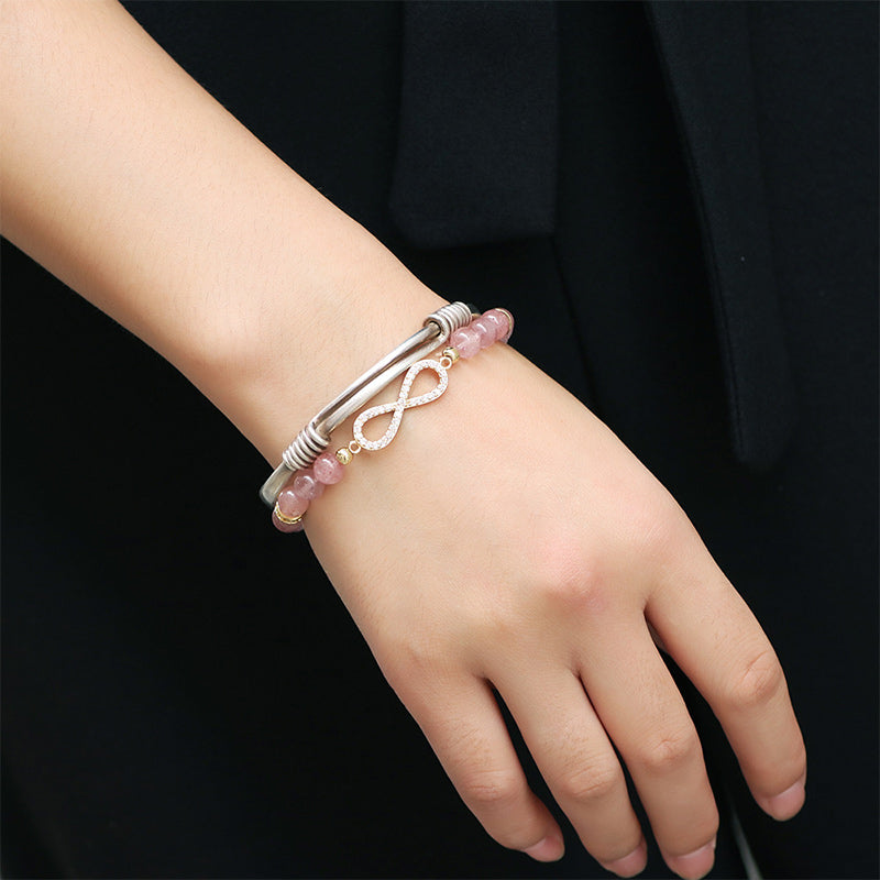 7 mm natürliches Erdbeerquarz-Positivitäts-Spirituelles Armband