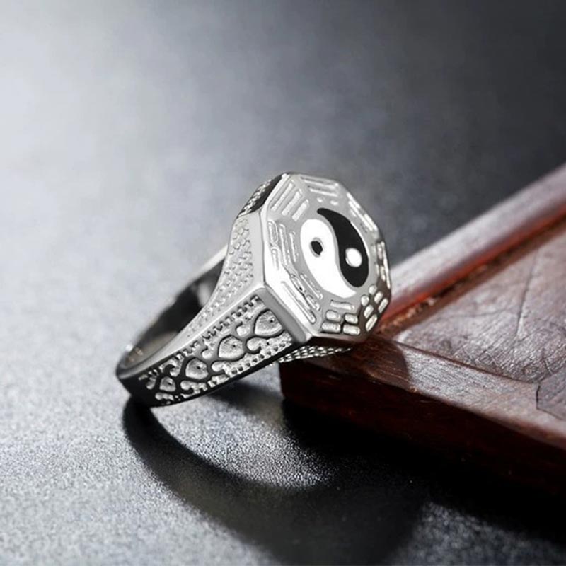 Unisex Kupfer Yin Yang Glücksring für Balance & Harmonie