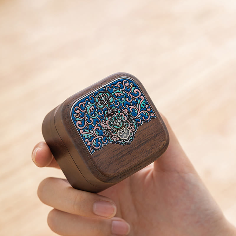 Handgemachte Ring-Schmuck-Aufbewahrungsbox aus schwarzem Walnussholz