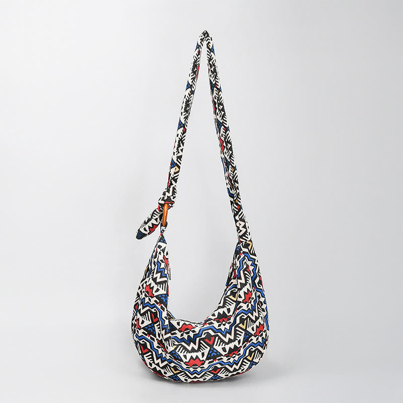 Umhängetasche mit geometrischem Streifenmuster | Verstellbare Schultertasche