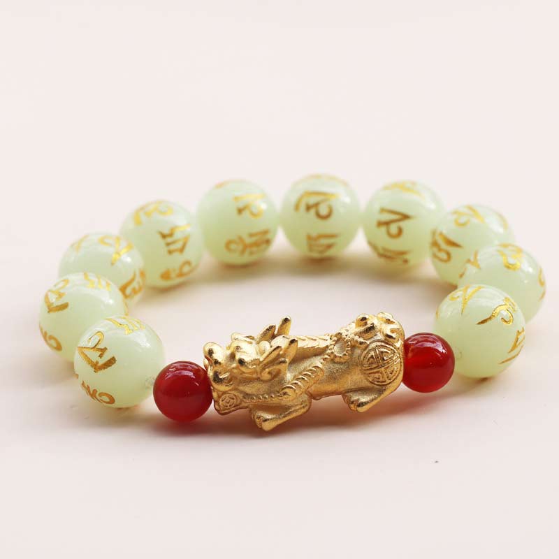 Unisex 16 mm Pixiu Glowstone Reichtumsarmband für Glück