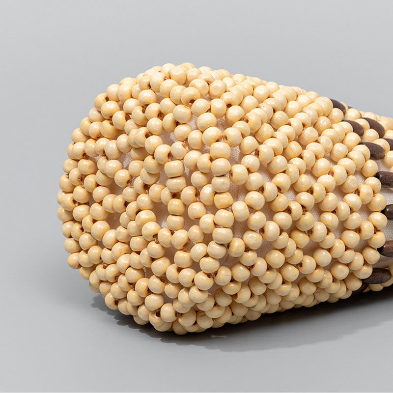 Eimertasche aus Holzperlen, 12 cm, für spirituellen Schmuck