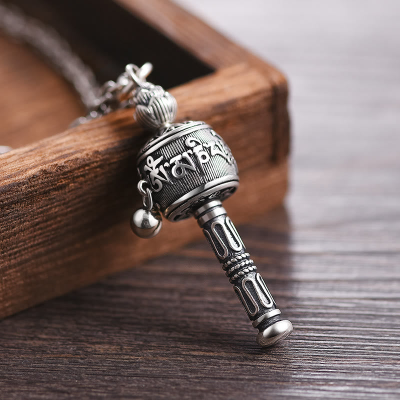 Om Mani Padme Hum Necklace | Tibetan Prayer Wheel Pendant