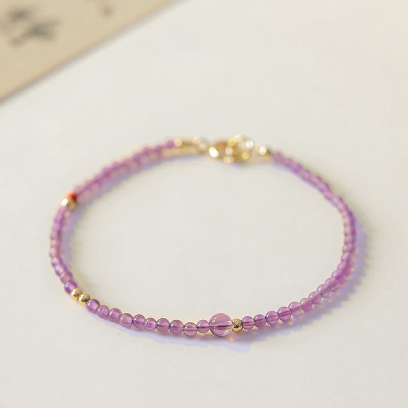 2 mm Amethyst 14 Karat vergoldetes Meditationsarmband