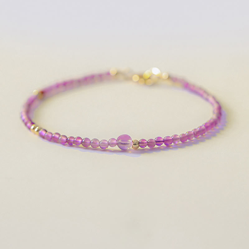 2 mm Amethyst 14 Karat vergoldetes Meditationsarmband