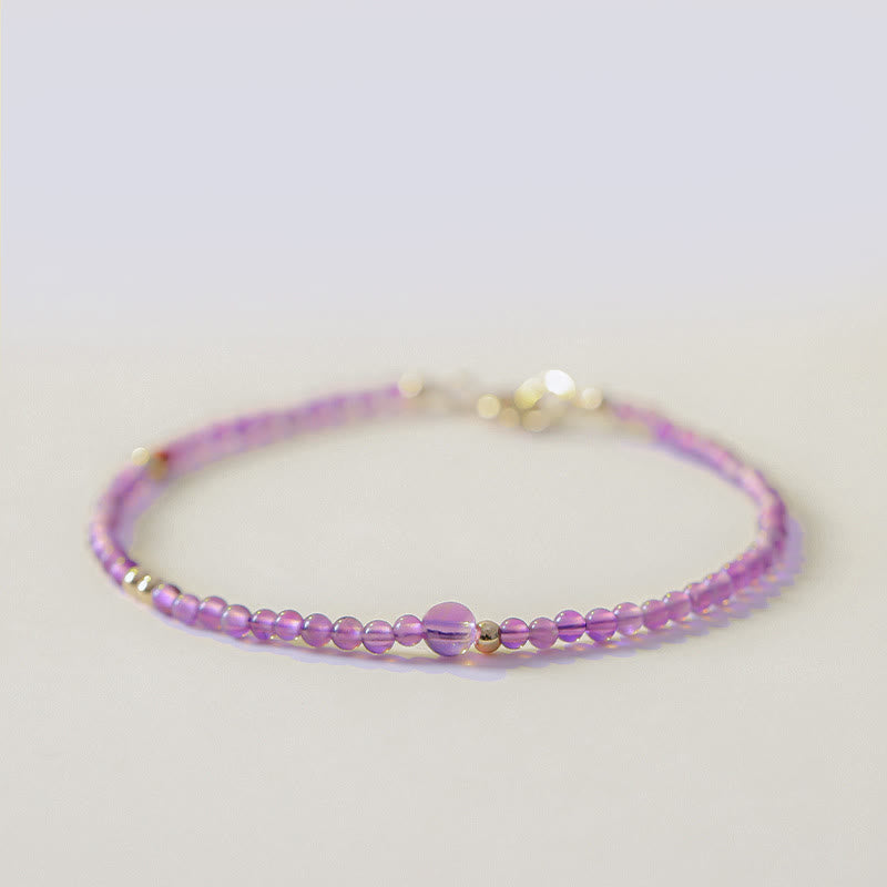 2 mm Amethyst 14 Karat vergoldetes Meditationsarmband