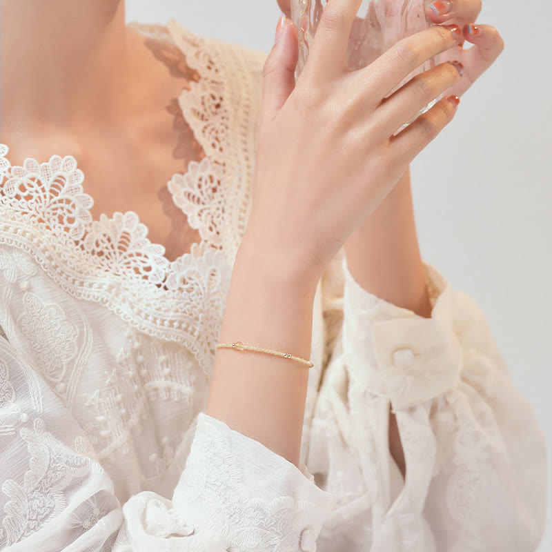 2 mm Citrin-Schutzarmband, 14 Karat vergoldet