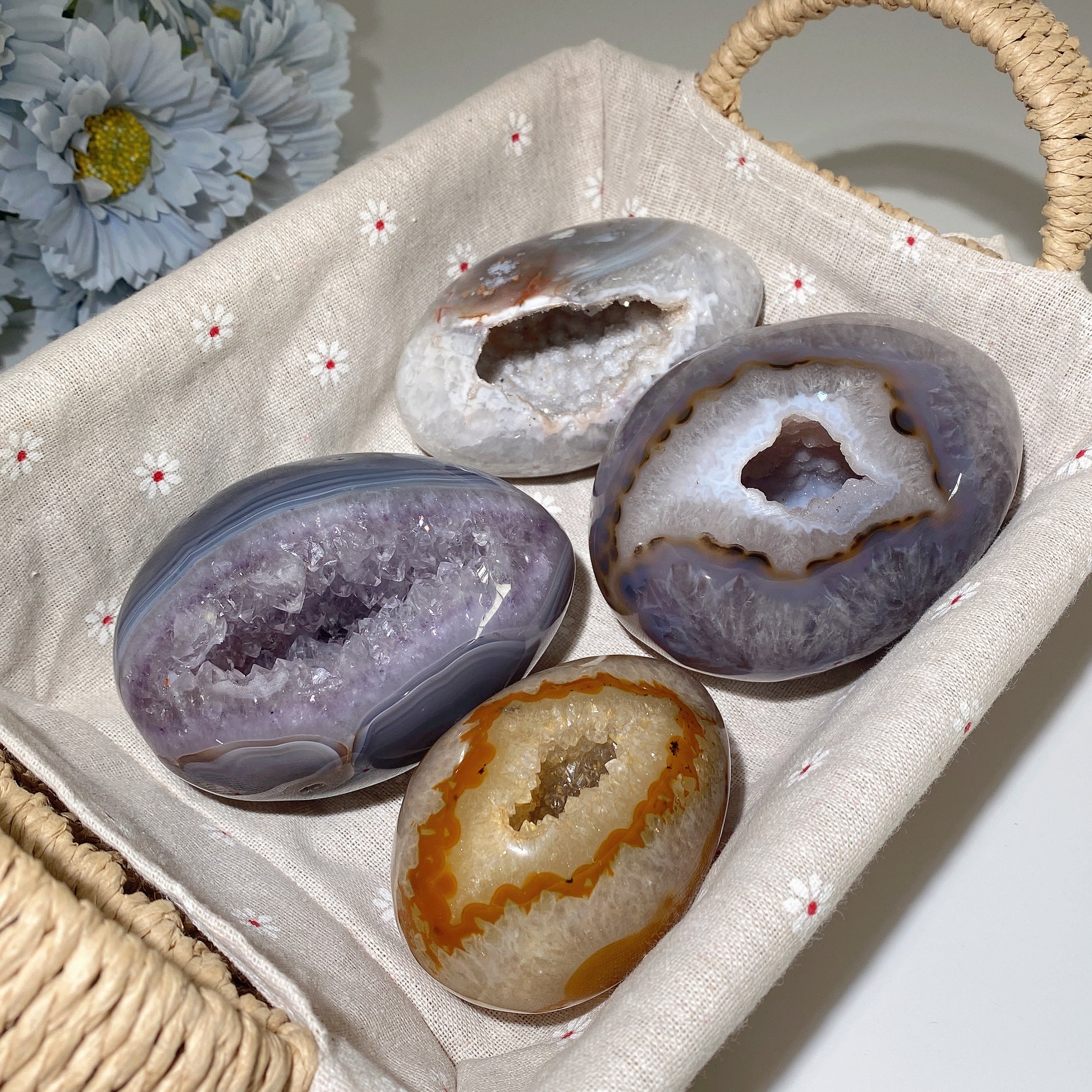 3,0"-4,0" Druzy Achat Kristall Ei für Heilung & Meditation
