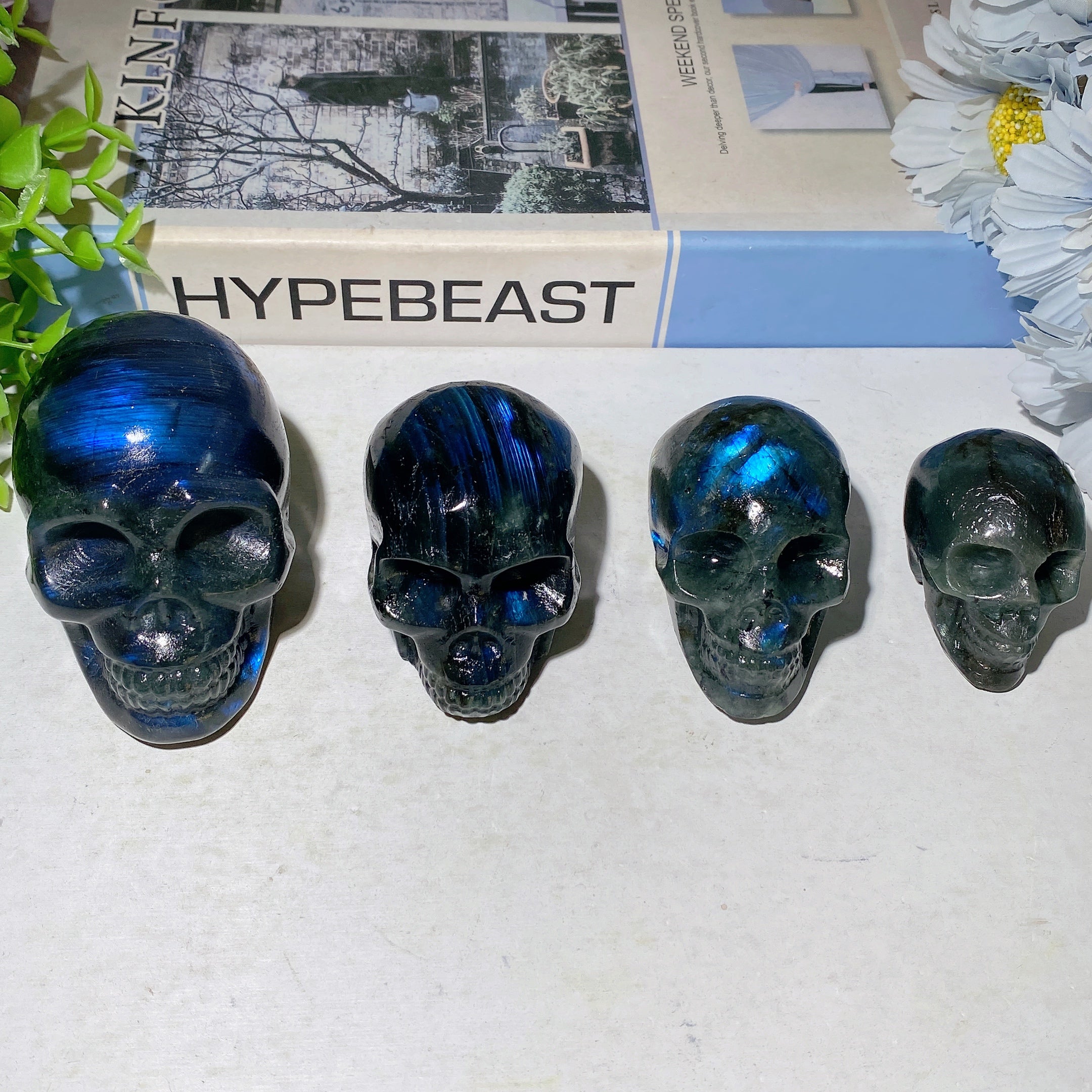 3,0 Zoll Labradorit-Kristall-Totenkopf-Schnitzerei zur Heilung