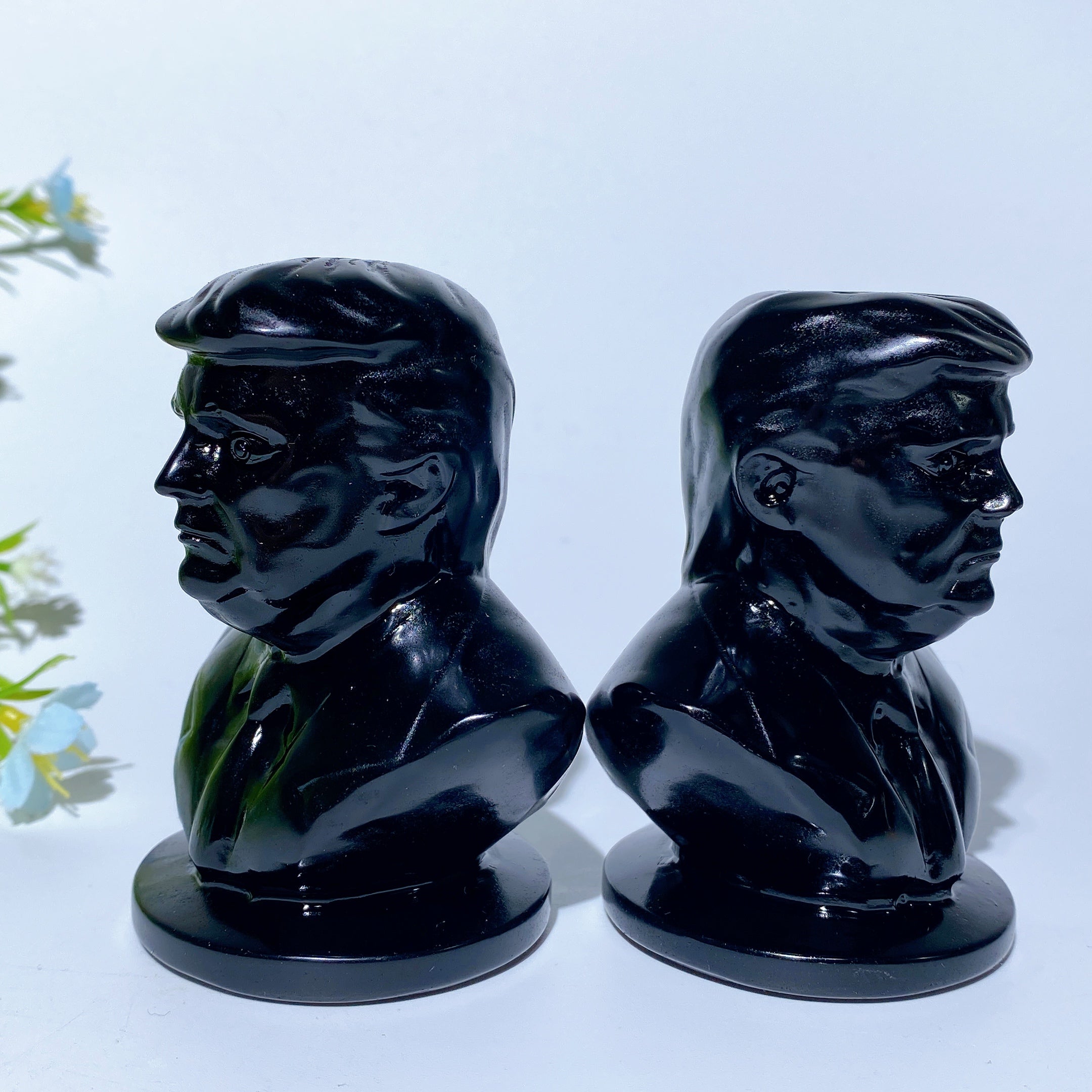 3,1 Zoll schwarze Obsidian-Trump-Büstenfigur zur Heilung