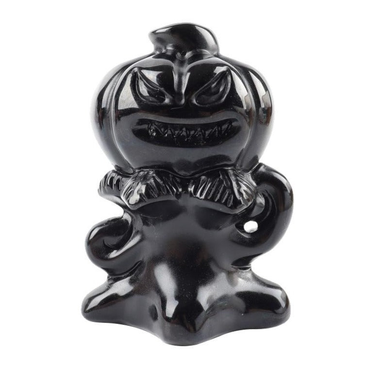 3,15 Zoll schwarze Obsidian-Kürbis-Geist-Kristallfigur