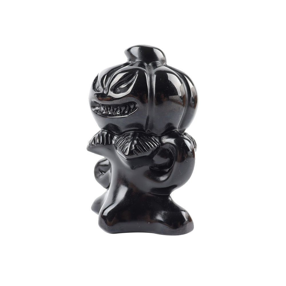 3,15 Zoll schwarze Obsidian-Kürbis-Geist-Kristallfigur