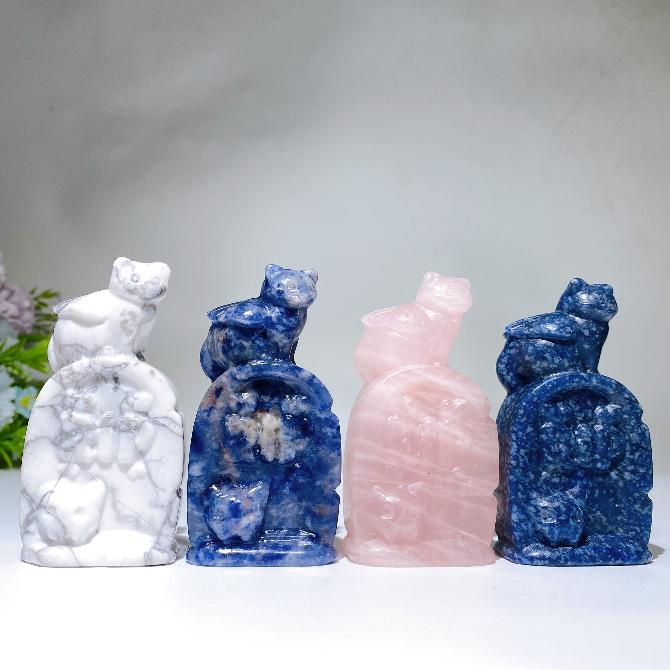 3,3 Zoll große Kristallkatzenschnitzerei zur Heilung und Dekoration