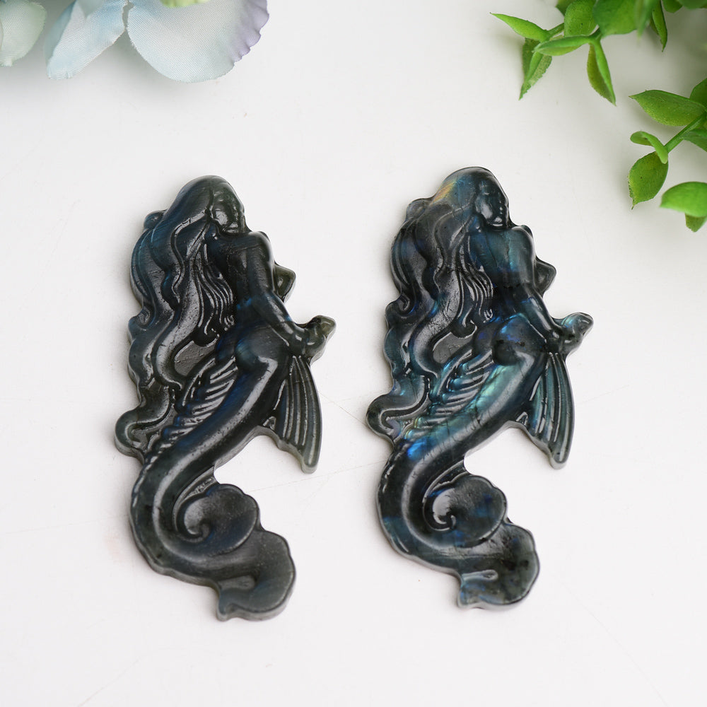 3,3 Zoll große Labradorit-Meerjungfrau-Kristallfigur