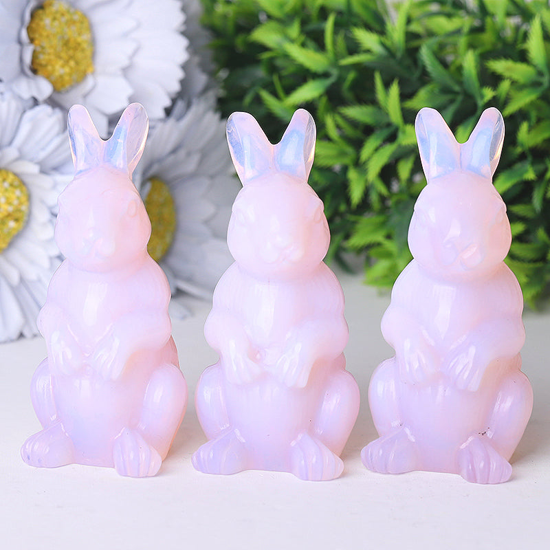 3,3 Zoll rosa Opalit Kaninchen Heilkristall Figur