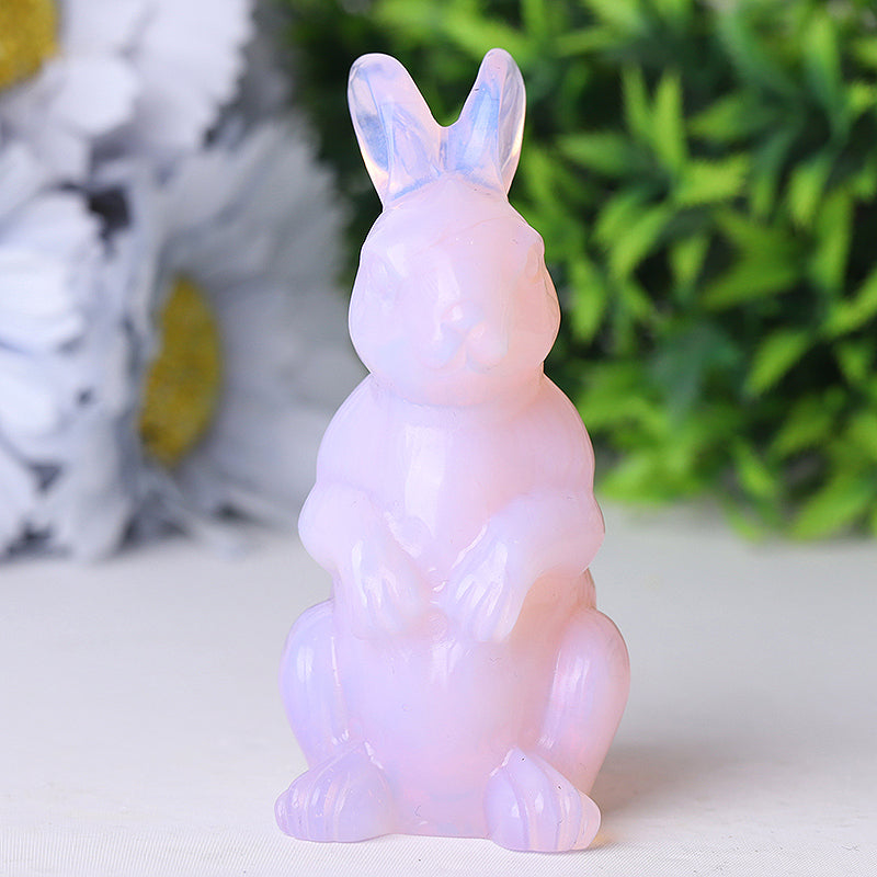 3,3 Zoll rosa Opalit Kaninchen Heilkristall Figur