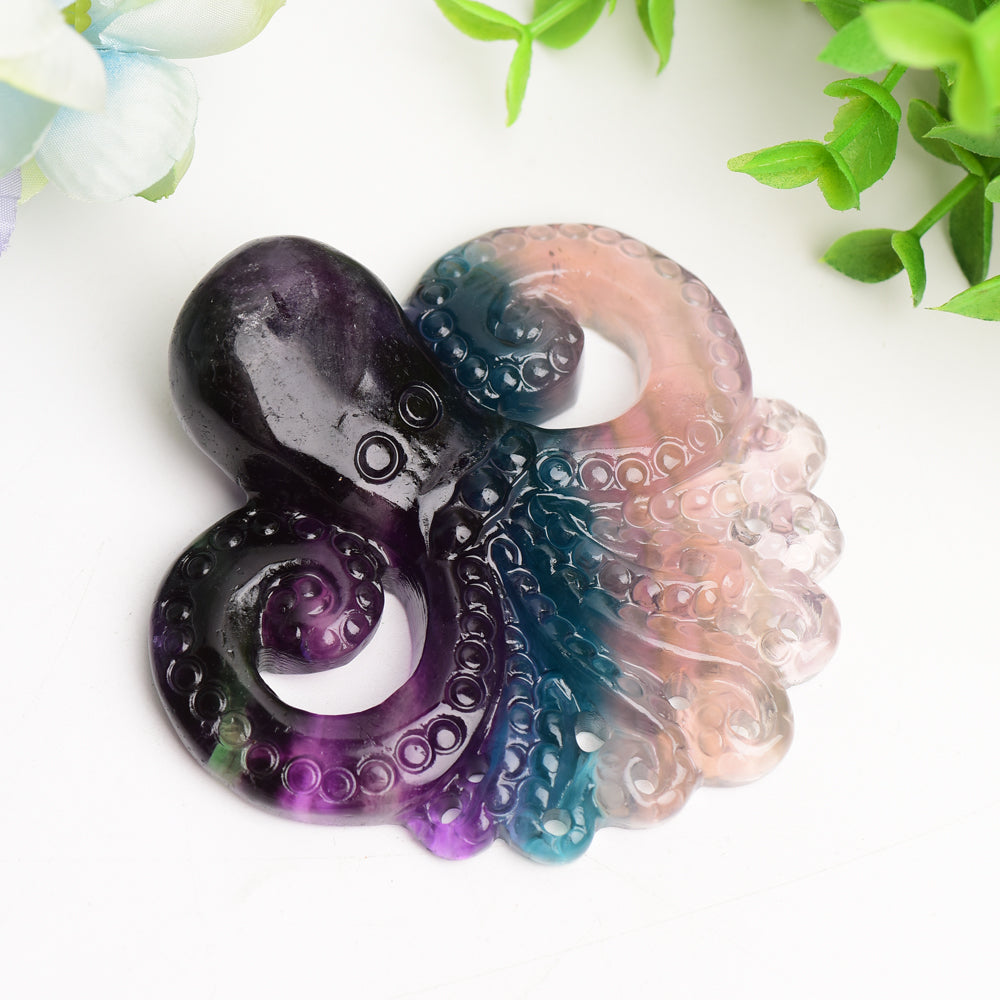 3,3 Zoll Regenbogen-Fluorit-Oktopus-Kristallschnitzerei
