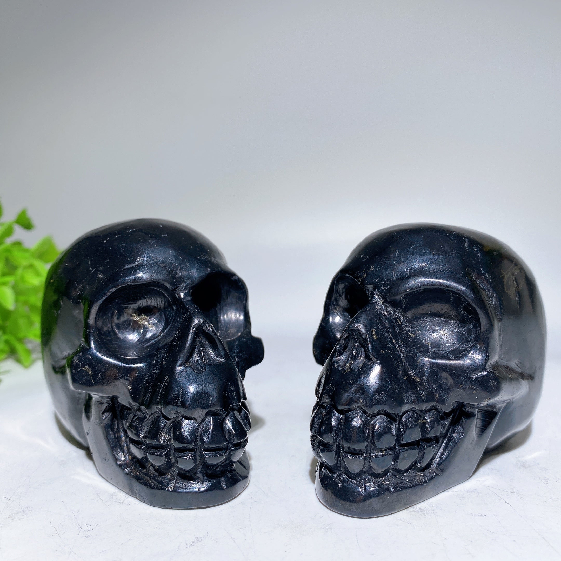 3,3 Zoll Schungit Totenkopf Kristall Figur Schnitzerei