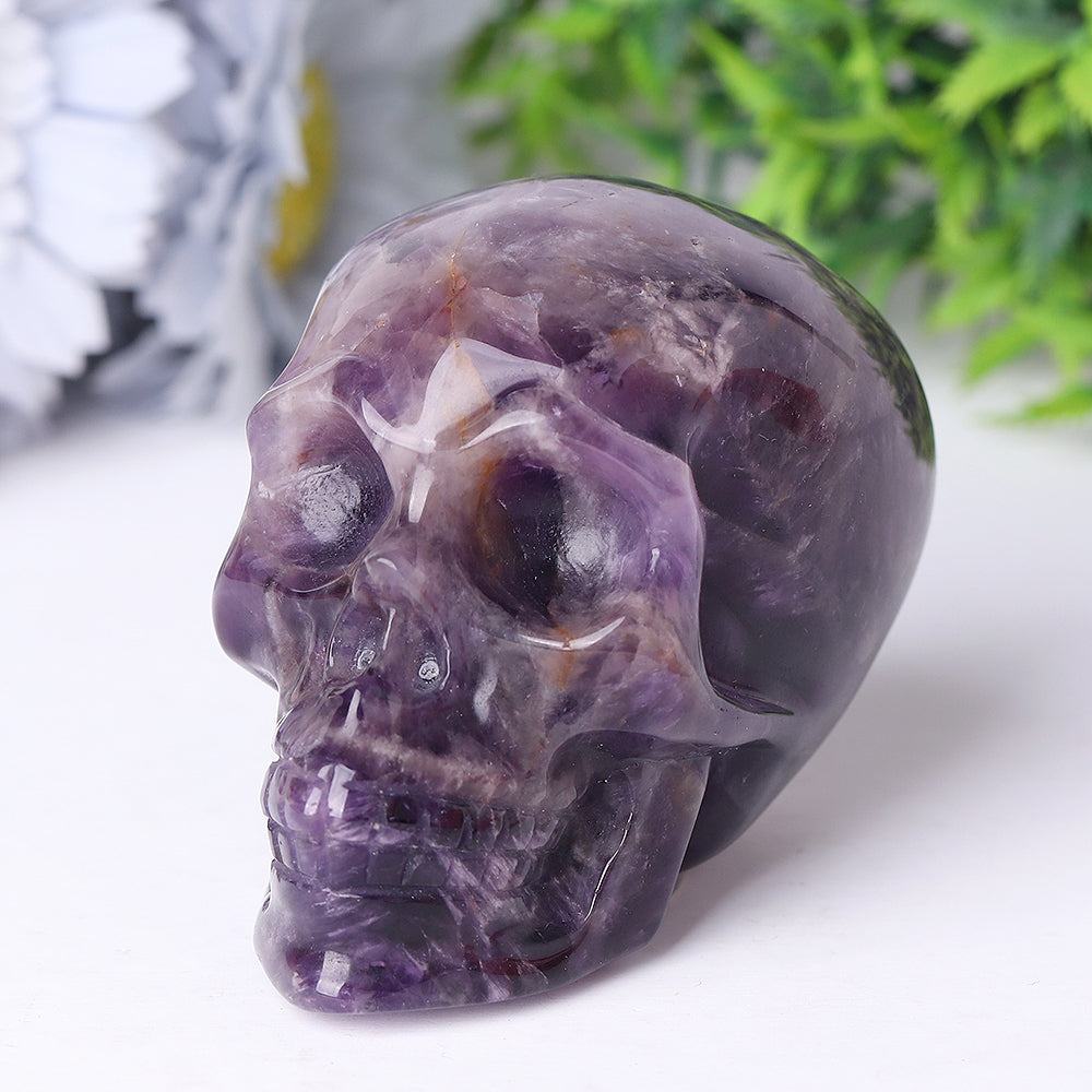 3,4 Zoll Amethyst Kristallschädel-Schnitzerei zur Heilung