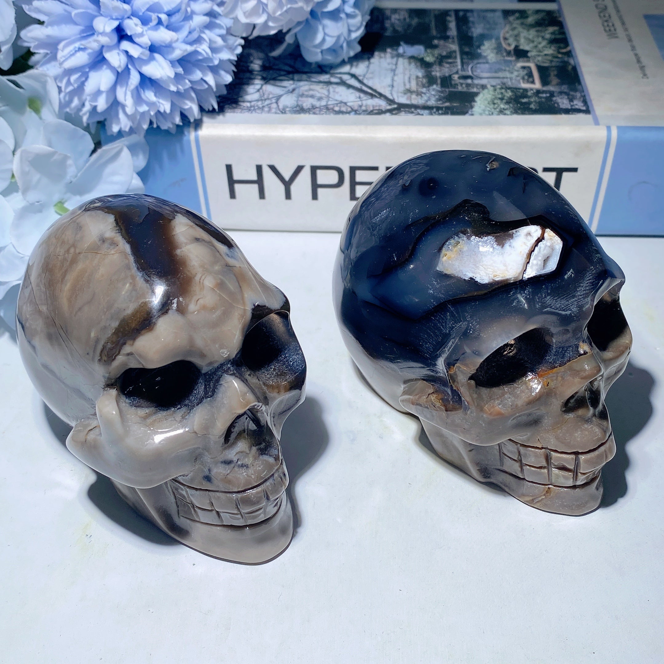 3.4 Inch Volcanno Agate Crystal Skull Carving for Healing