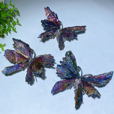 3.5-4 inch Aura Black Tourmaline Butterfly Crystal