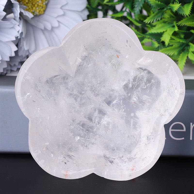 3,5 bis 4 Zoll klarer Quarz-Blumenform-Schale-Kristall