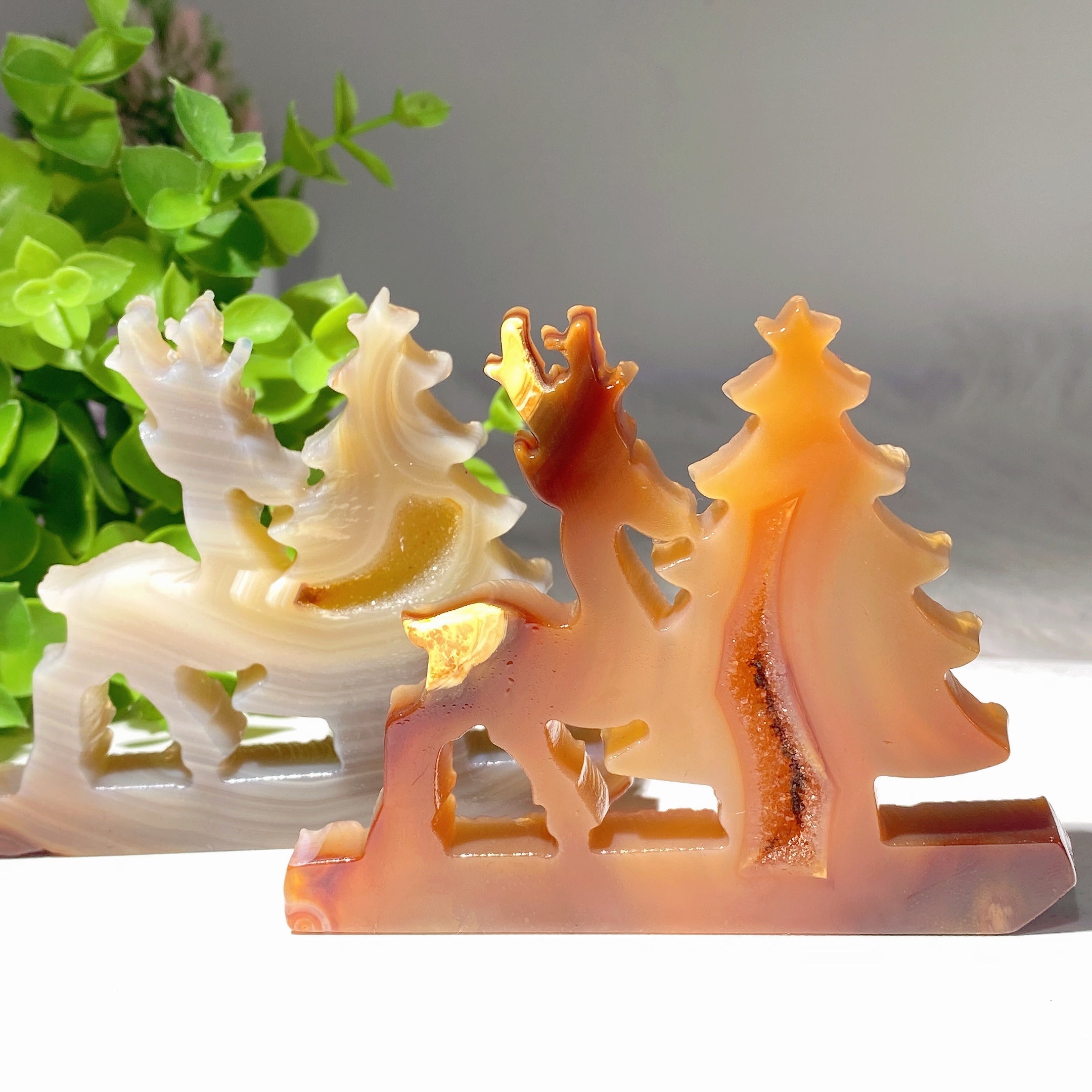 3,5 Zoll Druzy Achat Hirsch & Weihnachtsbaum Kristall Formen