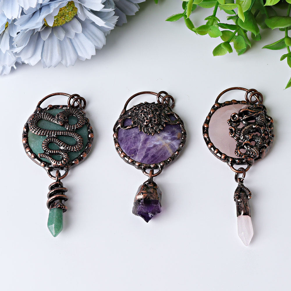 3.5-inch Green Aventurine Snake Pendant for Protection