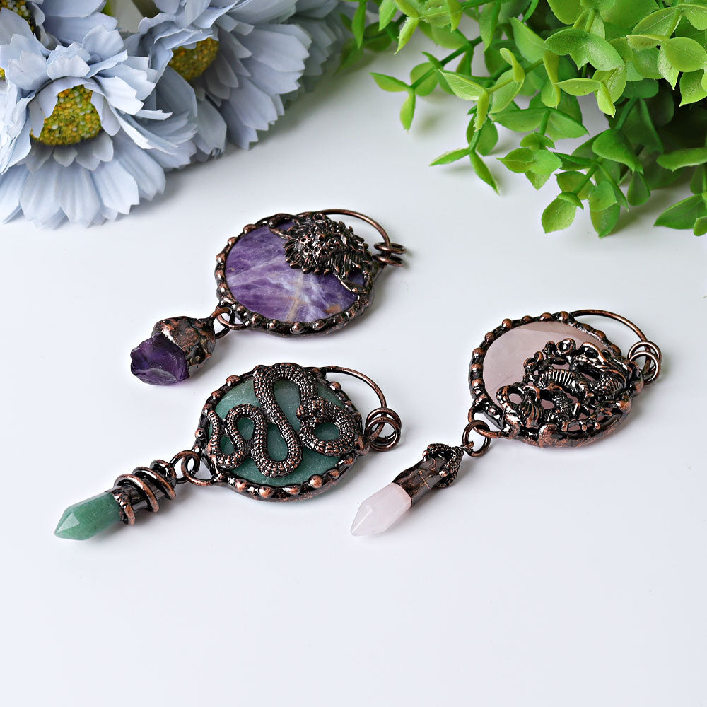 3.5-inch Green Aventurine Snake Pendant for Protection