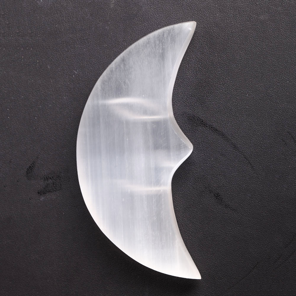 3,5 Zoll Selenit Kristall Mond Schnitzfigur