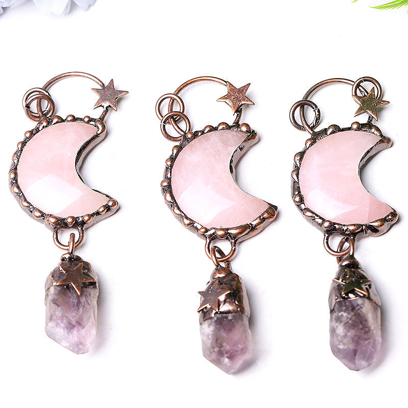 3.7-inch Rose Moon Amethyst Pendant for Spiritual Healing