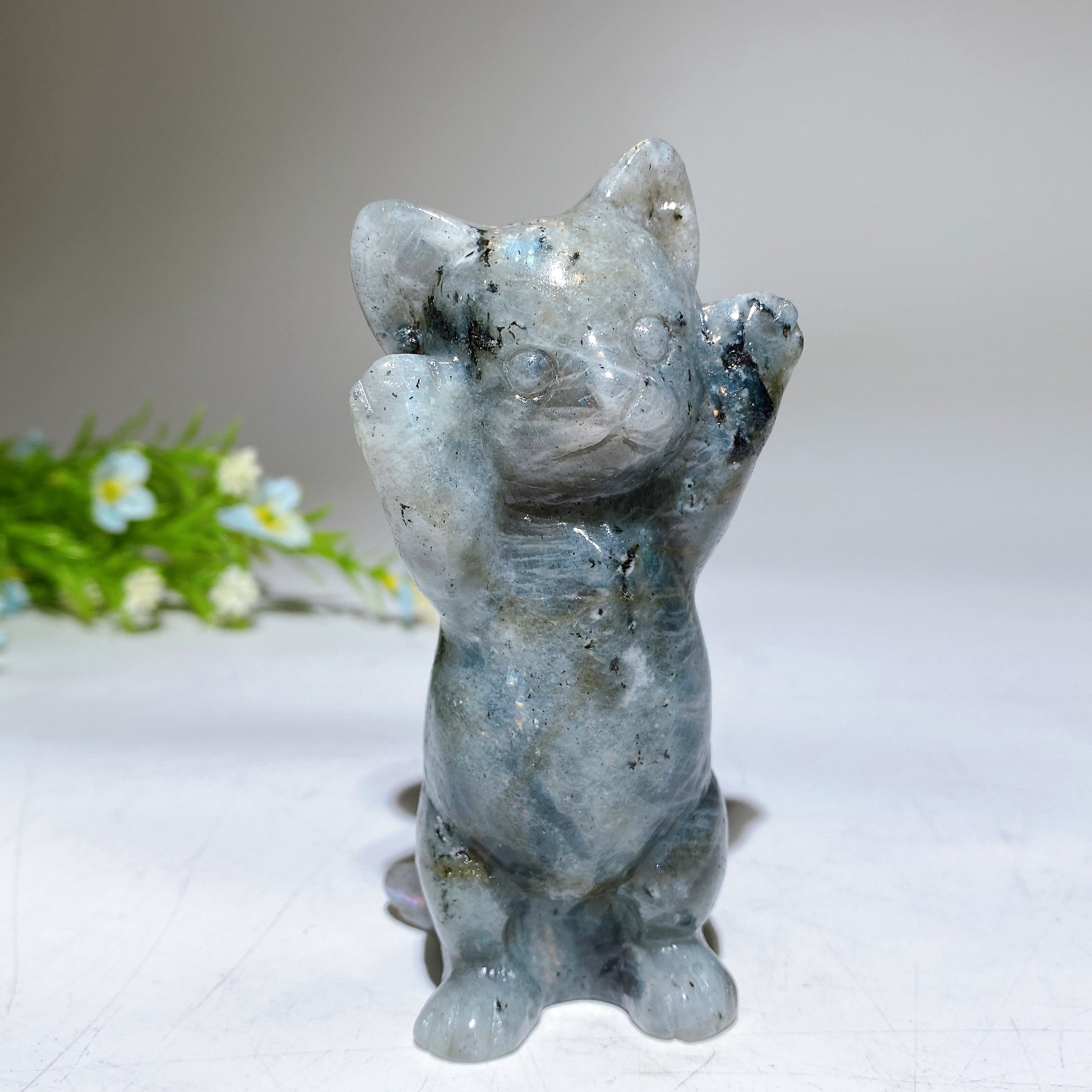 3,8" Kristallkatzenfigur | Heilkristallschnitzerei