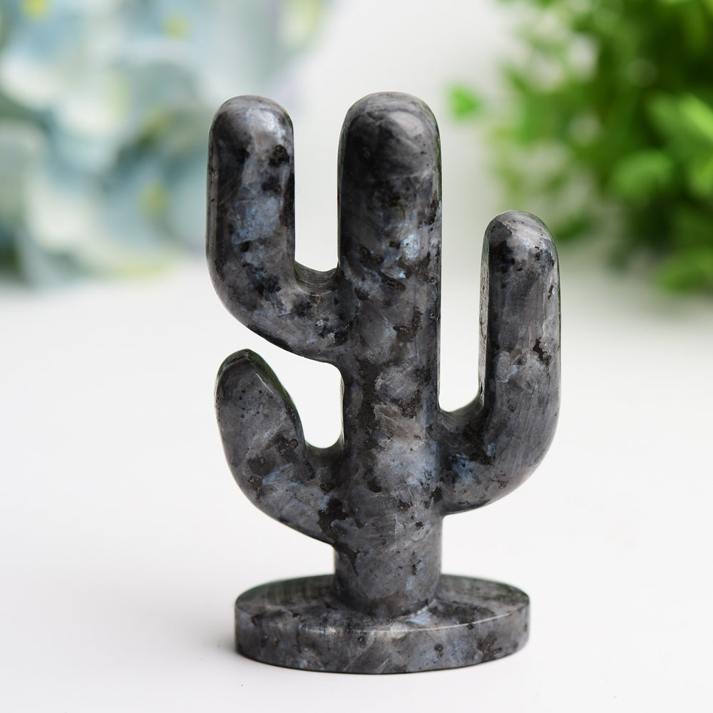 3,8 Zoll Larvikit-Kristall-Kaktus-Schnitzfigur