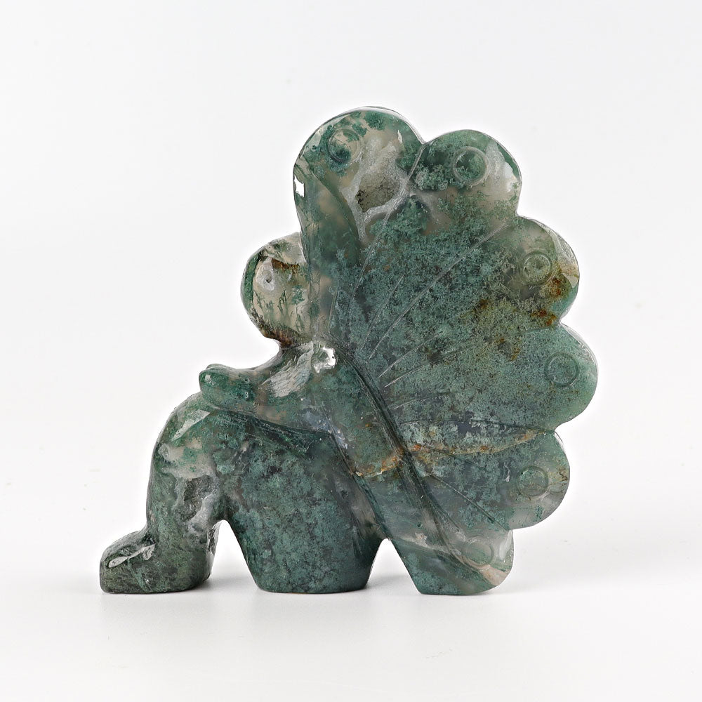 3,8 Zoll Moosachat Fee Kristall Figur Schnitzerei