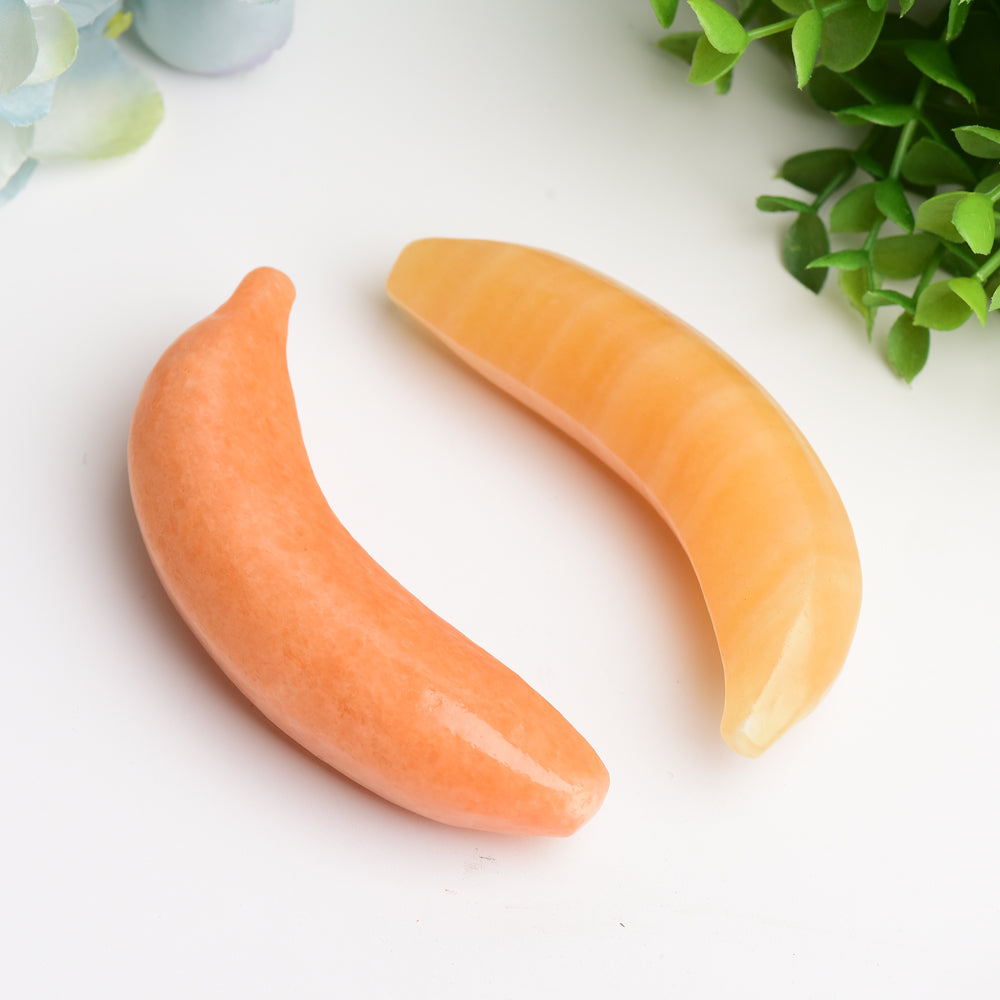 3,8 Zoll große orangefarbene Calcit- und Sonnenstein-Kristallfiguren zur Heilung