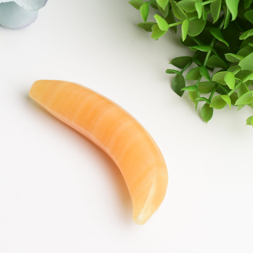 3,8 Zoll große orangefarbene Calcit- und Sonnenstein-Kristallfiguren zur Heilung